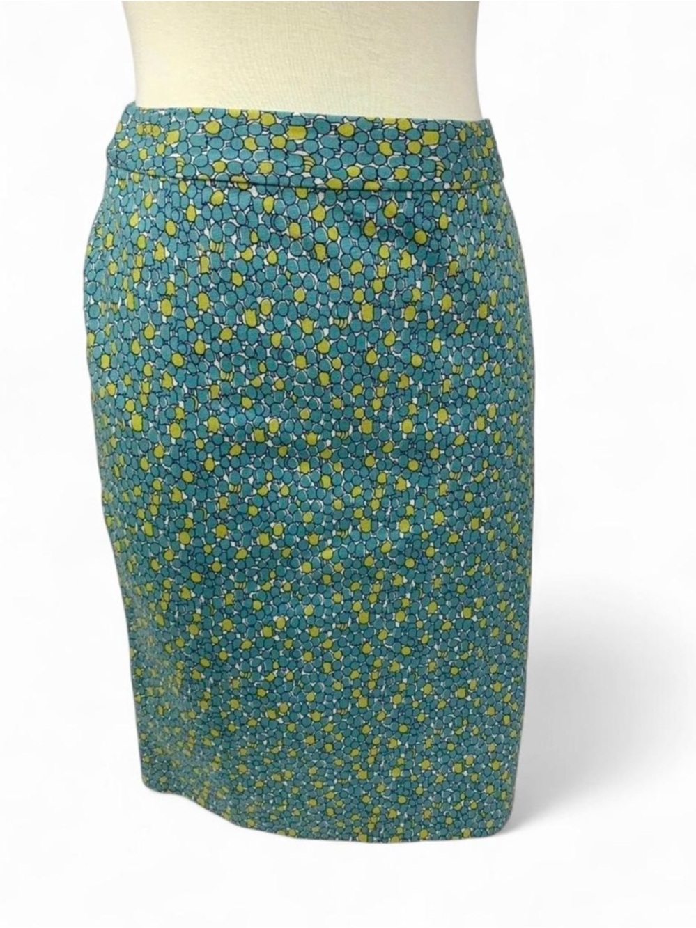 Talbots Blue Teal and Lime Mod Tulip Mosaic Floral Pencil Skirt Women’s Size 6